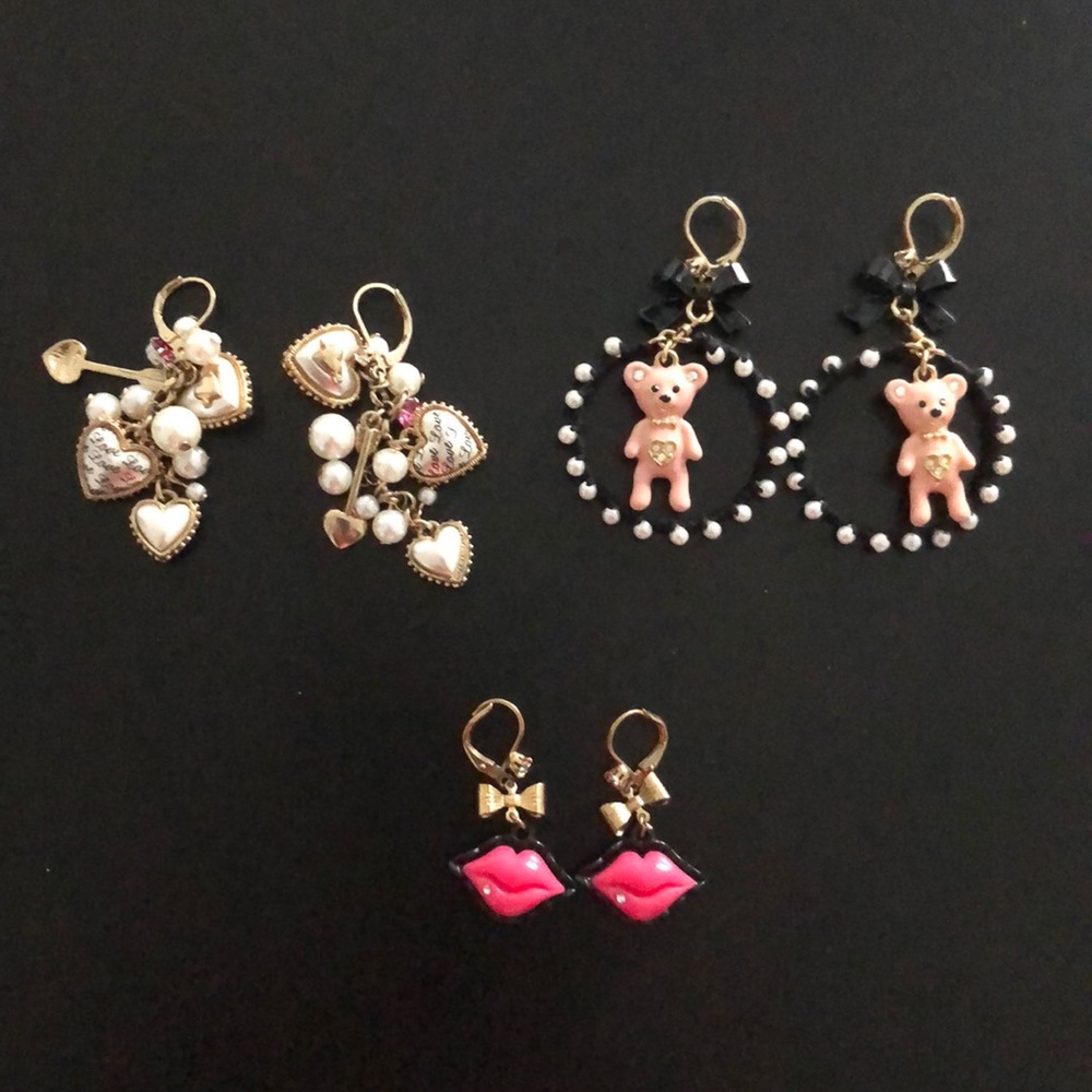 Three Pairs of Betsey Johnson Earrings